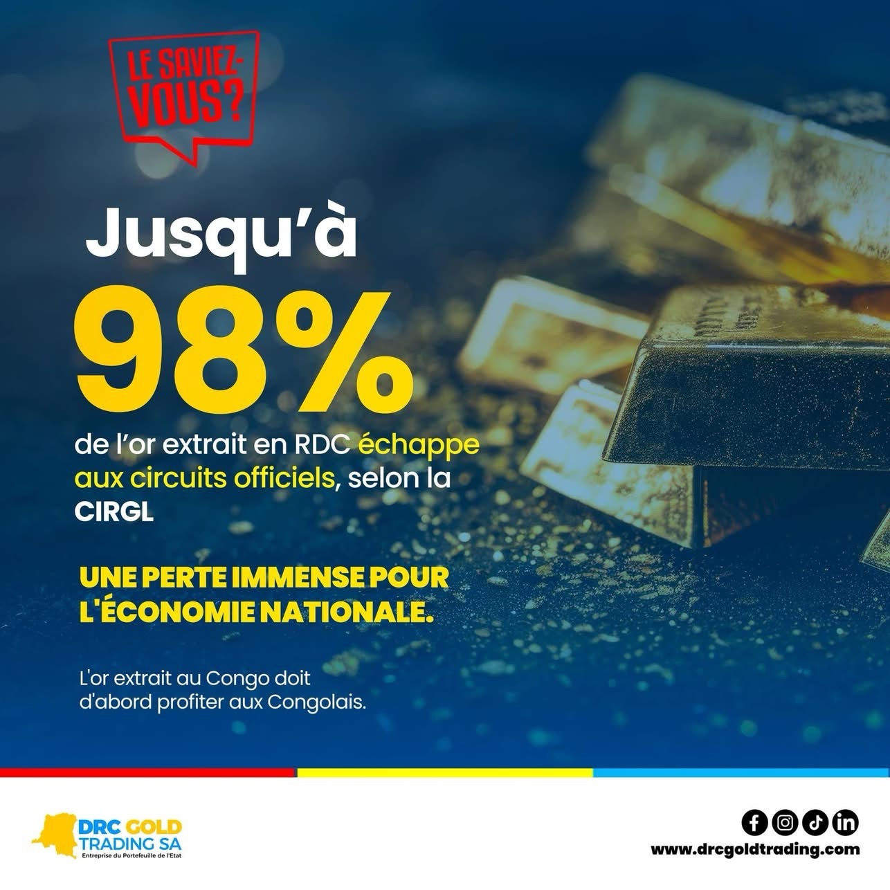 « Faites le choix de la transparence » : l&rsquo;appel de DRC Gold Trading pour un or qui profite au Congo